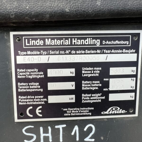 Linde E40P elektromos homlokvillás targonca - Image 4